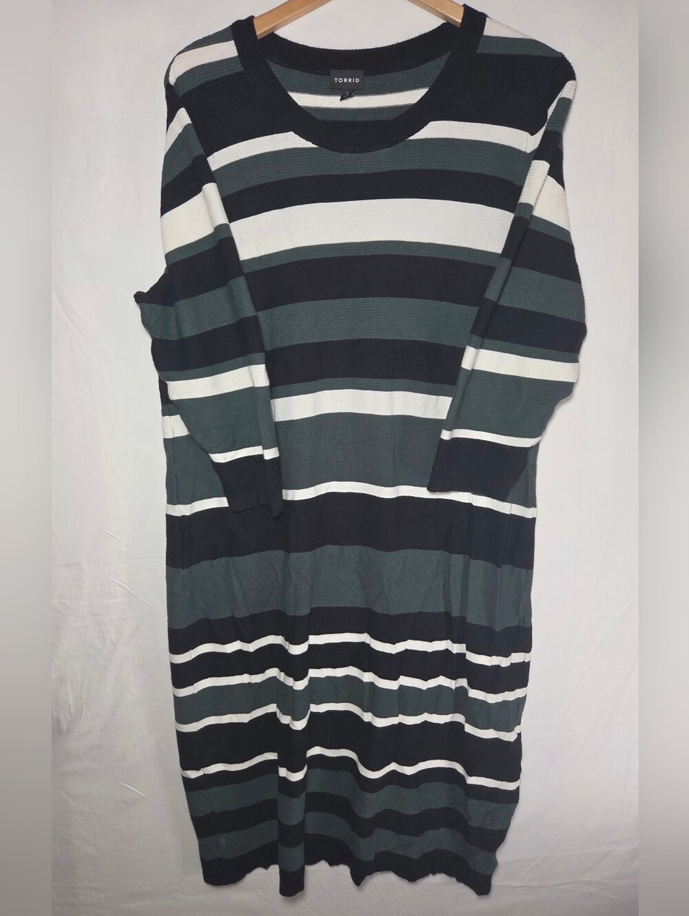 torrid Striped Crewneck Dress - Black, White & Dark Green